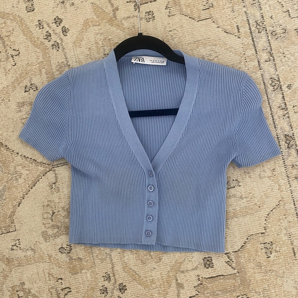 ZARA Ribbed Cropped T Shirt - Picture 3 of 4